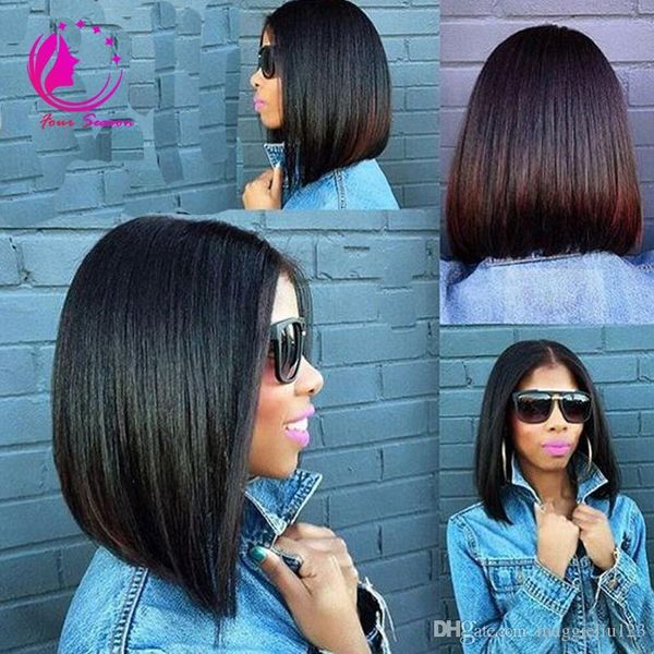 

peruvian virgin hair straight short bob u part wigs unprocessed 130density upart human hair wigs for black women middle part, Black;brown