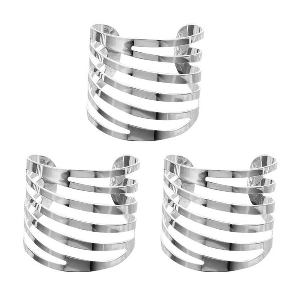 

napkin rings 3pcs delicate table buckles hollow out el (silver)