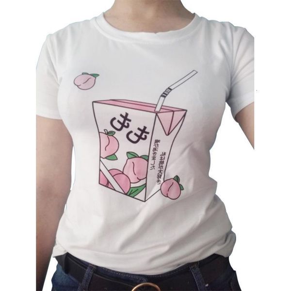 

peach juice japanses aesthetic grunge t shirt women girl kawaii white tee 2019 summer casual tumblr outfit fashion t-shirt