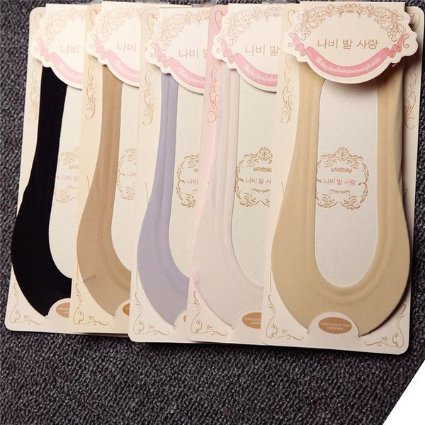 

summer socks lace/ice silk slipper sock invisible footsock sneakers with cotton sole non-slip hosiery1, Black;white