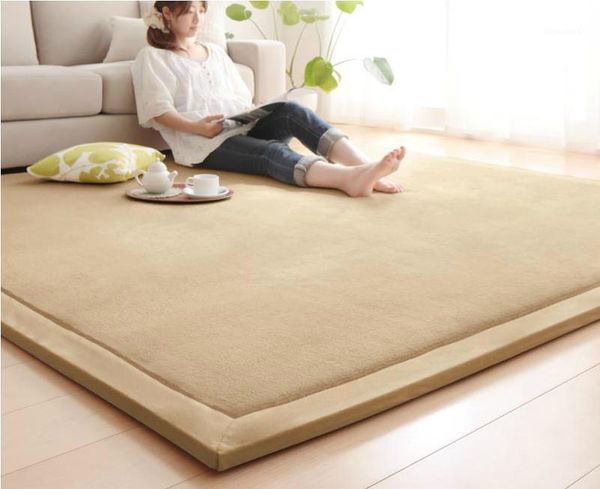 

2017 simple japanese tatami mats coral fleece velvet bedroom carpet thickened children climbed playmat lvingroom rug large size1