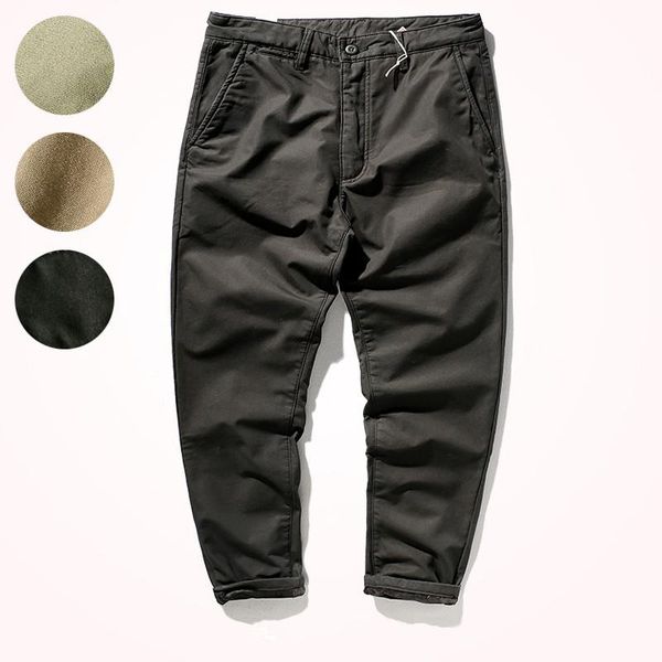 

2020 winter new thickened plus velvet casual pants men's straight tube thermal pencil pants fashion tapered, Black