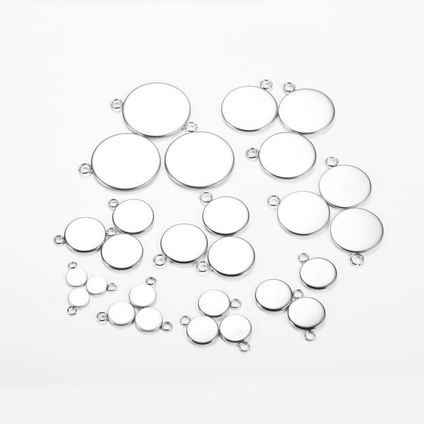 

20pcs/lot 6 10 14 18 25mm stainless steel cabochon base tray bezels blank setting for bracelet pendant jewelry making supplies sqcjpk