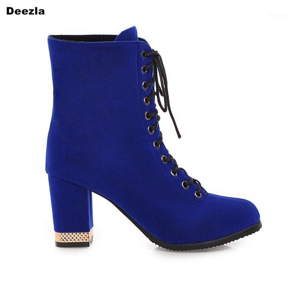 

big size women's autumn boots 34-43 red fashion lace up heels boots women high heel platform shoes female blue designer 2021 new1, Black