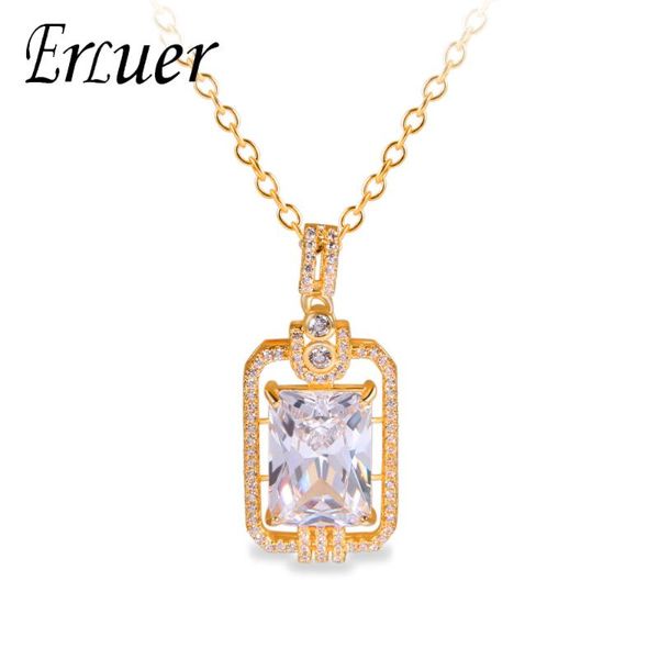 

pendant necklaces aruel fashion gold color chain & pendants for women square big crystal cubic zircon jewelry party birthday gifts, Silver