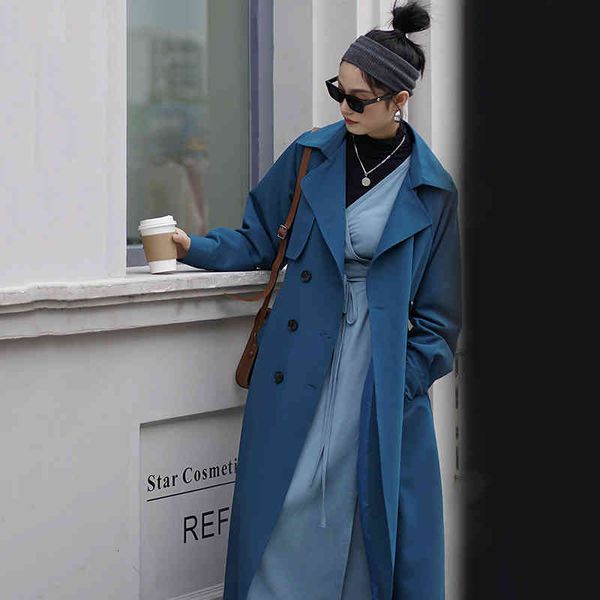 

women's trench coats [eam] women blue brief big size long lapel sleeve loose fit windbreaker fashion spring autumn 2022 1dd0503 i7x1, Tan;black