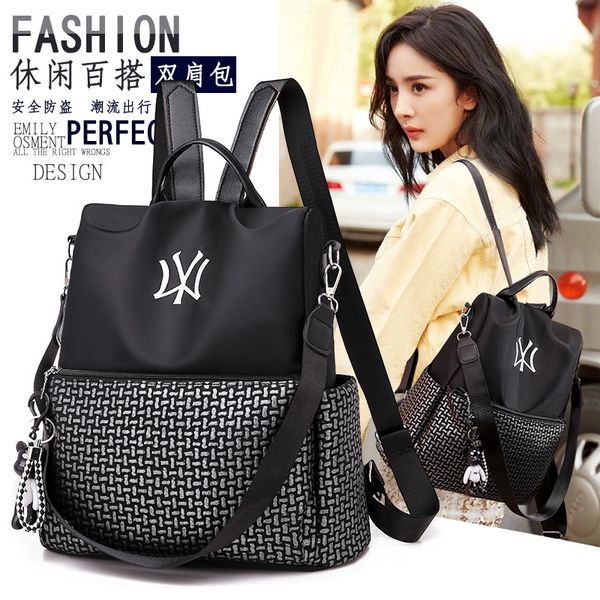 

2021 fashion new backpack female oxford cloth all-matching anti-theft bag lady canvas backpack fashion schoolbag