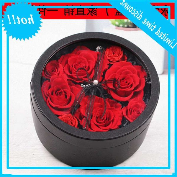 

tanabata valentine's day round leather box creative immortal flower rose transparent romantic confession gift