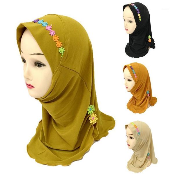 

muslim girls hijab kids wrap shawl islamic head scarf amira one piece hijab cap1, Red