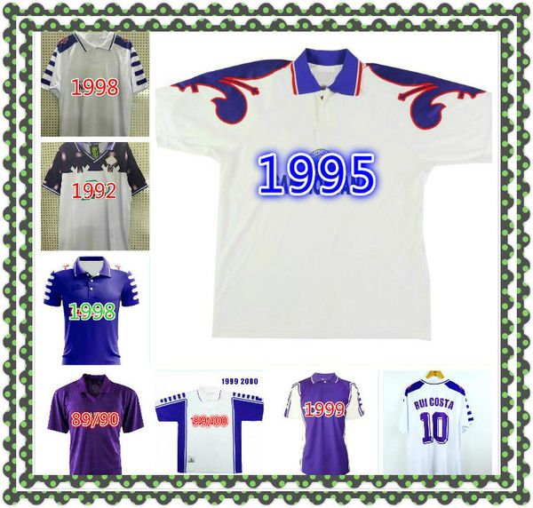 

1990 1995 1996 1998 retro fiorentina soccer jerseys batistuta rui costa custom vintage 98 99 football shirt 2000 camisas de futebol 92 93, Black;yellow