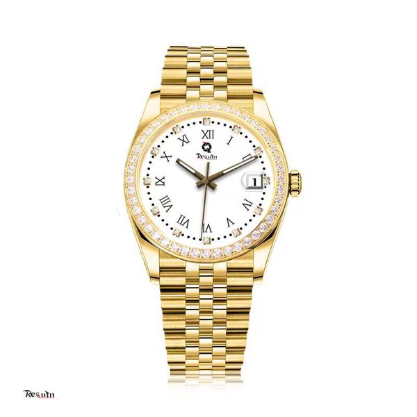 

men's automatic mechanical watch 126333 requin brand gold stainless steel case designer datejust luminous white dial sapphire double ro, Slivery;brown