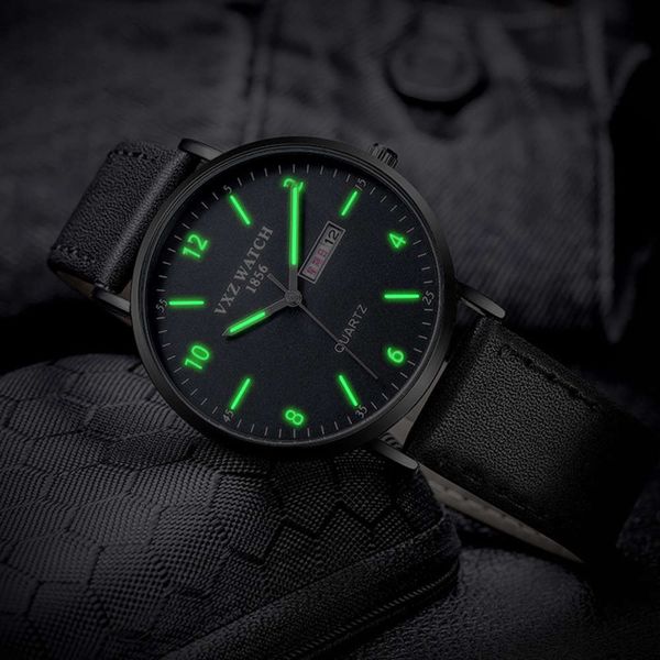 

sports fashion new watch concept men's student quartz watch luminous wristband calendar, Slivery;brown