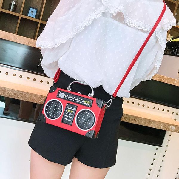 

shoulder bags retro radio box fashion ladies handbag personality sequin rock style crossbody bag female trend designer chic