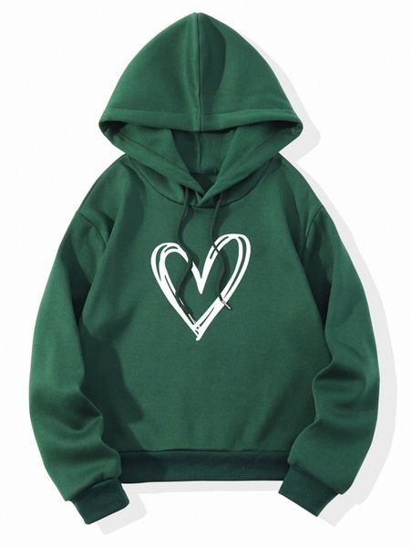 

heart print drawstring detail drop shoulder sweatshirt c8rs#, White;black