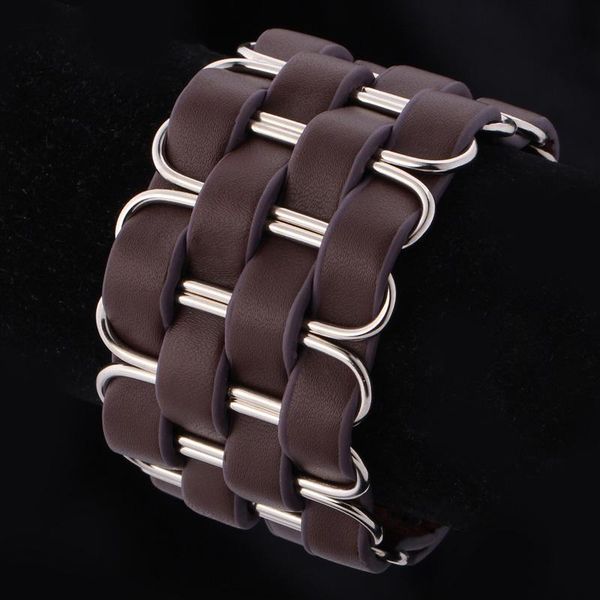 

big genuine leather bracelet black brown 2 colors adjustable bracelet for men jewelry wholesale h410