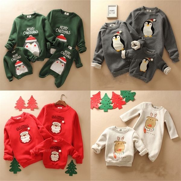 

christmas sweater family clothing deer print mommy and me clothes mother daughter father baby rompers family matching outfits 201128, Blue