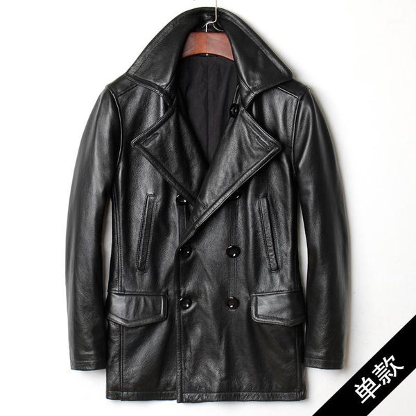 

men's vintage cowhide 2020 genuine leather jackets men windbreaker cow biker motorcycle jacket mt-28002 kj54221, Black