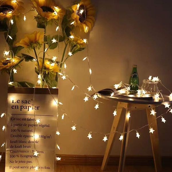 

garland fairy led star string lights waterproof 20/50leds for christmas tree wedding home indoor decoration battery usb powered q bbydln