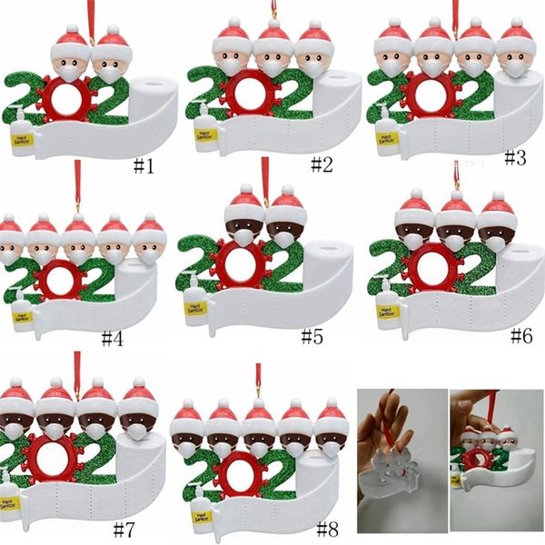 

quarantine christmas tree pendent decoration gift pvc 2020 snowman family of ornament with mask hand sanitized gga36820w