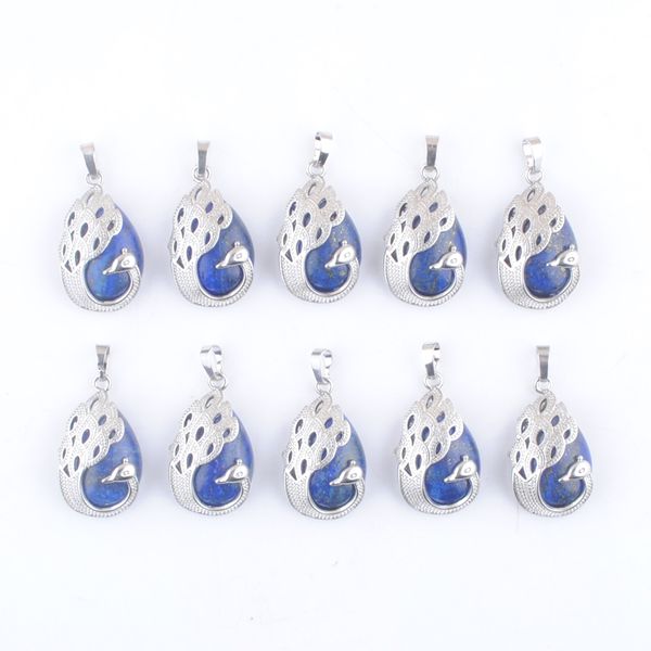 

new arrivals lapis lazuli gemstone pendant natural raw gem stone teardrop lucky jewelry for female jewelry gift dn4353, Silver