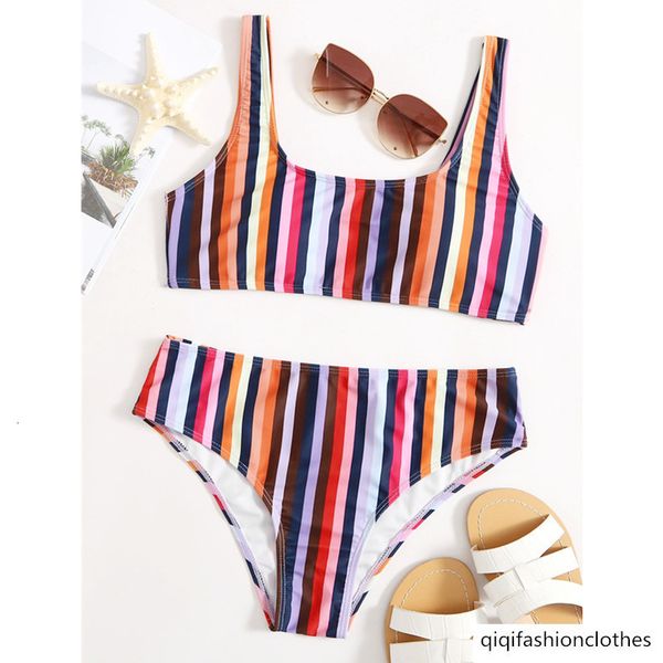 

2021 single fashion striped split triangle bikini swimsuit for women, White;black