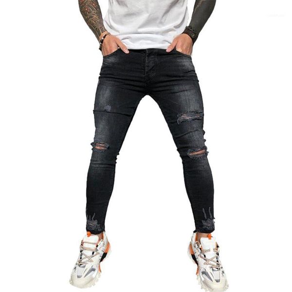 

hole sknny jeans men jeans denim pants men jogger casual pencil pants trousers long clothing1, Blue