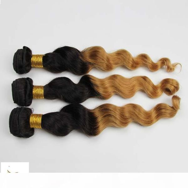 

virgin peruvian loose wave ombre hair extensions 1pcs lot peruvian hair weave bundles ombre human remy hair t1b 613, Black