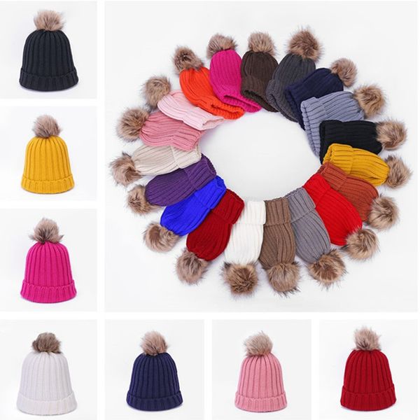 

pom beanie cuffed winter hat solid color knitted slouchy tuque skull cap outdoor warm knit crochet hats skiing headwear sale f112704, Yellow