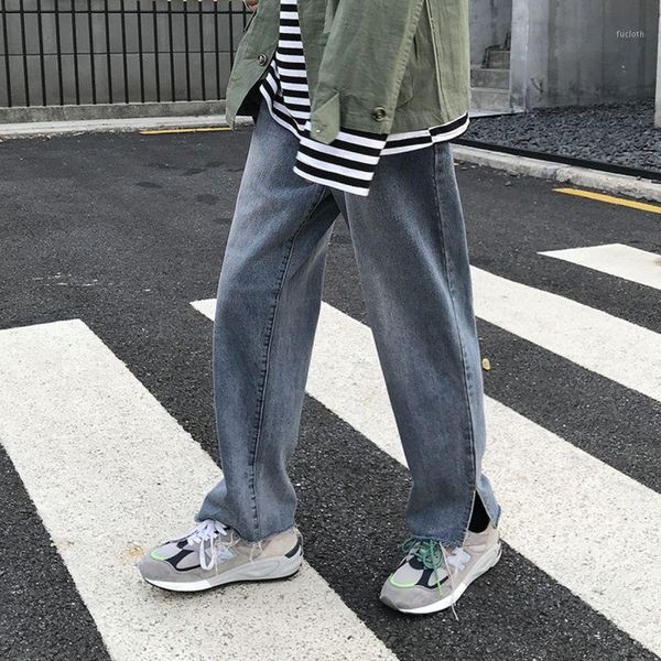 

korean straight jeans men's fashion casual retro blue jeans pants men streetwear wild loose hip hop denim trousers mens s-2xl1