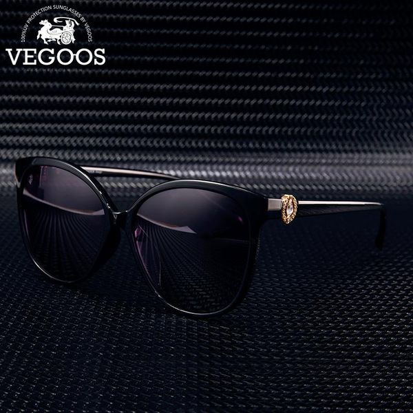 

sunglasses vegoos fashion women polarized uv400 diamond design oversized pc frame ladies glasses #9129, White;black