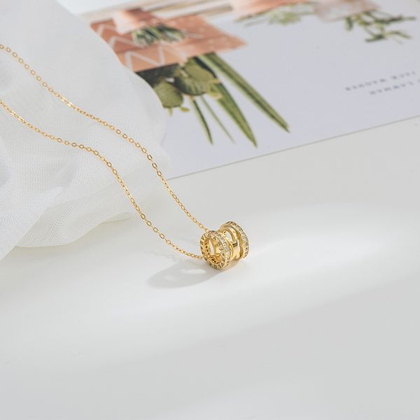 

japanese and korean version shining zircon clavicle chain s925 sterling silver small waist necklace with diamond cylinder pendant