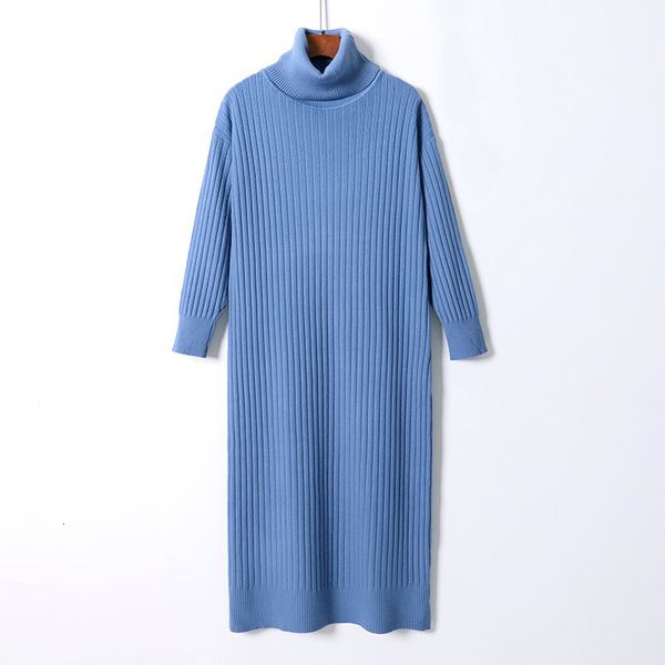 

2021 new winter thick knit long straight women warm turtleneck pullover sweater dress oversized chic christmas midi dresses bt1s, White;black