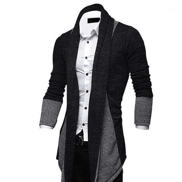 

men's trench coats men sweater slim long sleeve knitted cardigan coat jackets business bmf881, Tan;black