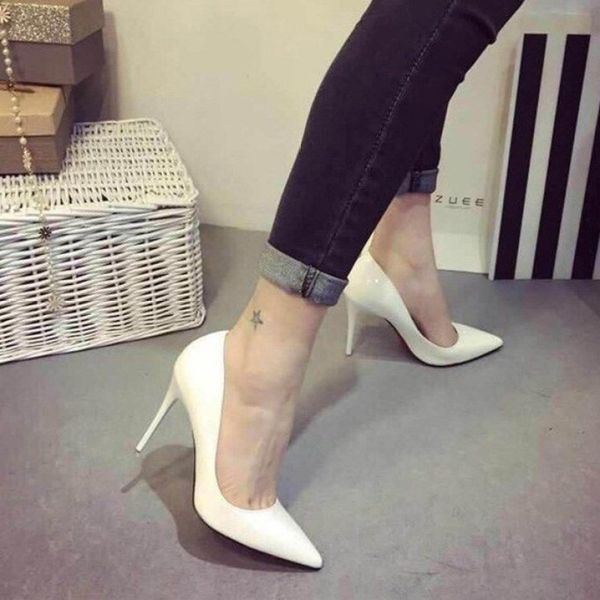 

woman high heels pumps tacones pointed toe patent pu stilettos heel office ladies wedding shoes 5/8/10cm drop ship y1215, Black