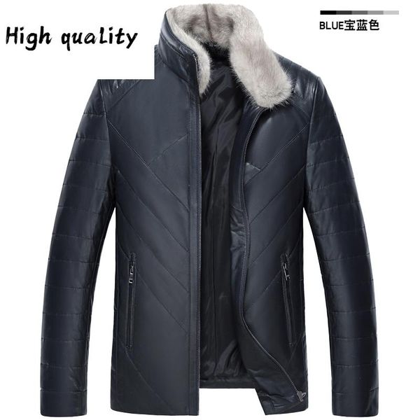 

genuine winter jacket sheepskin coat collar real leather jackets chaqueta cuero hombre y-1-1272 kj1570, Black