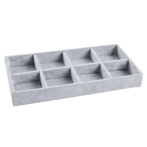 

8 grid velvet jewelry ring earrings display box tray holder storage showcase organizer gray, Pink;blue