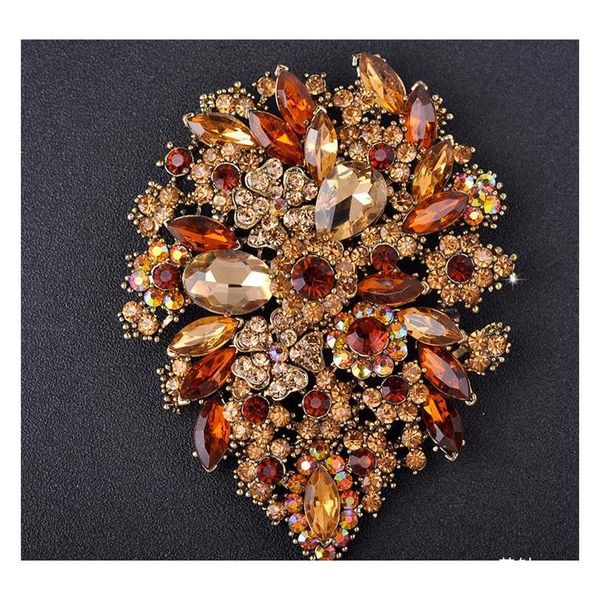 

new bridal brooches pin large colorful rhinestone crystal flower big brooch bouquet wedding jewelry bes wmtbab beauty888, Gray