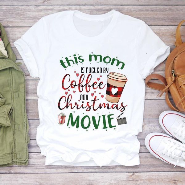 

женщины рождественские плед кофе любовь счастливые 90-х годов одежда праздник печать леди футболки дамы графические футболки топ женские фут, White