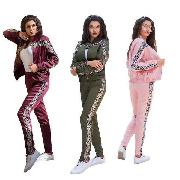 

sq3221 leisure sports women's two piece of fashion printing set for women, Gray