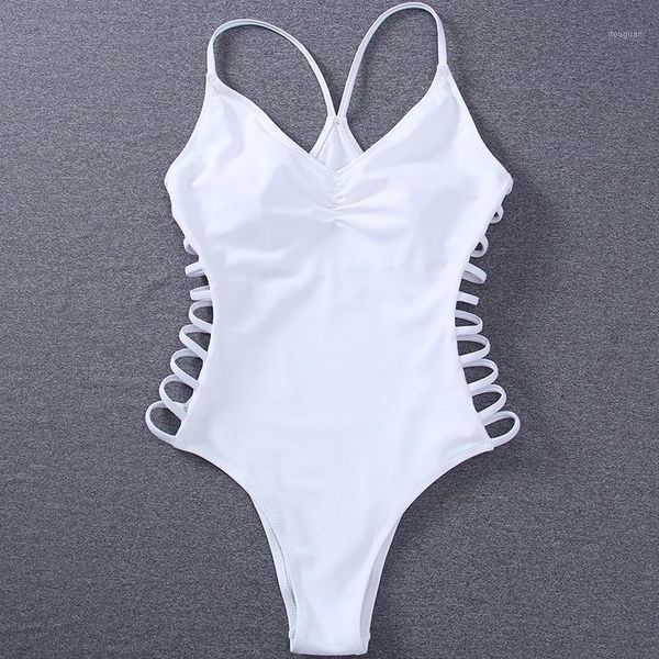 

veicool 2020 white bikini women thong one piece swimwear trikini bathing suit women swimming suit for bandage swimsuit1, White;black