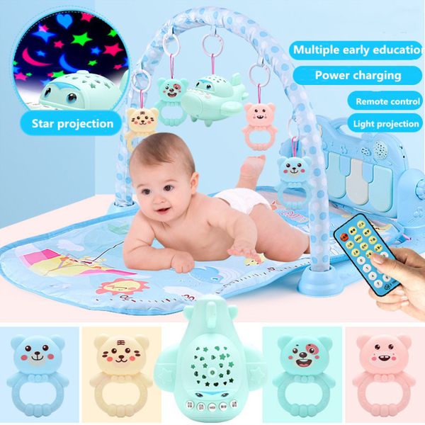 

baby play mat gym toys gaming carpet 0-36 months soft lighting rattles children's music mat blue pink baby gifts educational toy lj2011