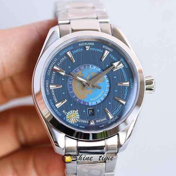 

limited edition aqua terra blue dial mens watch 2836 refit 8939 automatic 316l steel bracelet 220.10.43.22.03.001 sapphire watches, Slivery;brown
