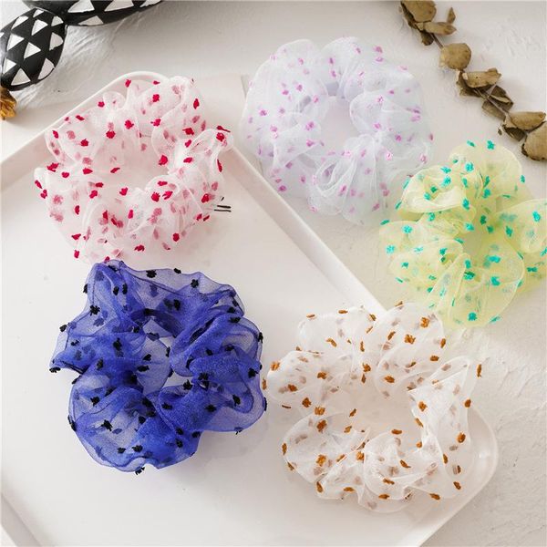 

hair accessories elastic bands ties sweet mesh colorful net yarn organza scrunchie transparent tulle ring