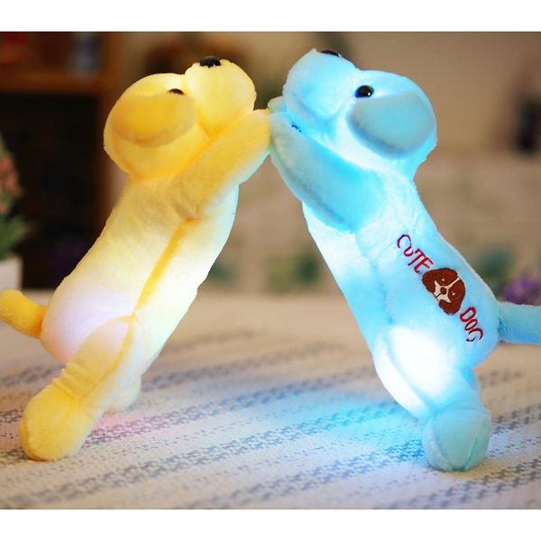 

35cm plush dog doll with colorful led light glowing dogs embroidery children toys for girl kids birthday gift yyt221 wmtagu