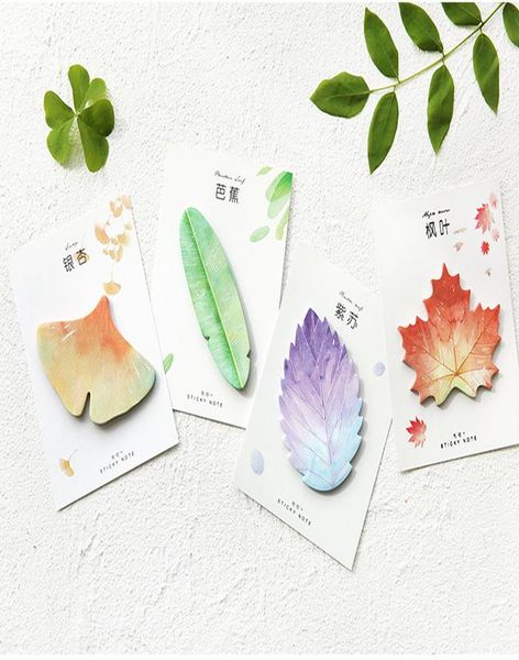 

6 pcs leaf collection sticky notes lotus maple leaves memo pad bookmark stickers office school supplies material escolar fm005 wmtmdr