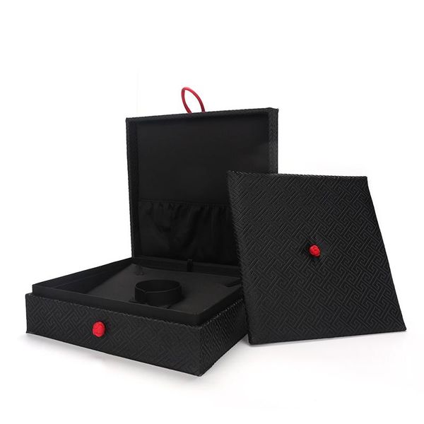 

rings jewelry packaging box black brocade button ornament for women jewellery earring pendent bracelet storage travel portable, Pink;blue