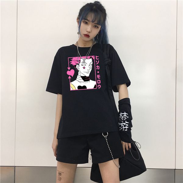 

hunter x hunter футболка женский веселье мультфильм распечатать повседневная топ tee японский аниме hisoka morow короткая футболка harajuku, White