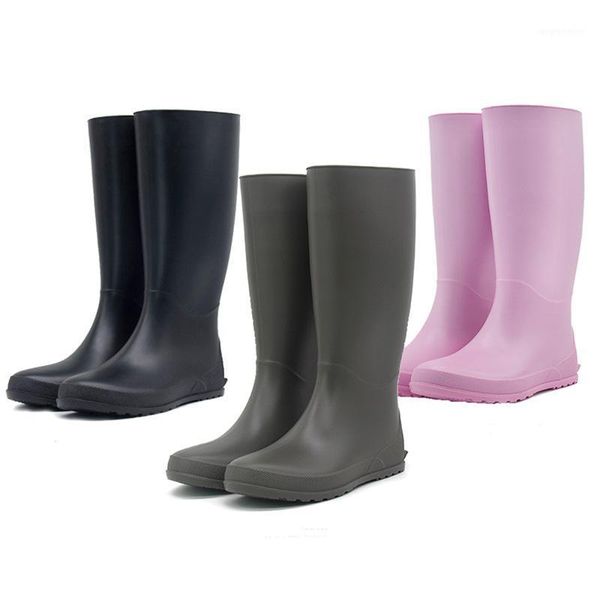 

light weight knee high rain boots for women for rain waterproof water shoes 2021 rubber boots women high1, Black