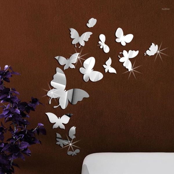 

diy reflective stickers cartoon gold silver 14 butterfly mirror wall stickers 2018 new1