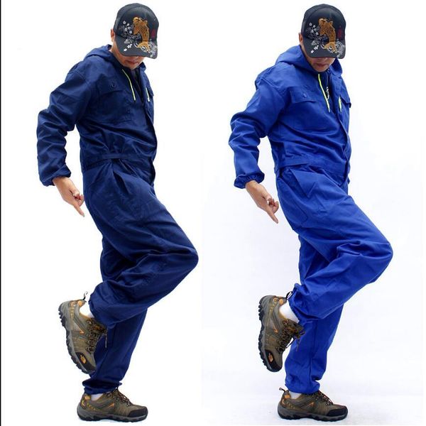 

2020 loose large -4xl male size garment with a long-sleeve hood uniform overalls wear strong siamese pants 1d32, Blue